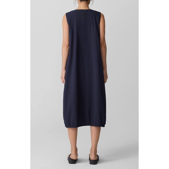 Eileen Fisher Women's Dress Large Sleeveless 100% Organic Cotton Midi Lantern - Picture 2 of 15